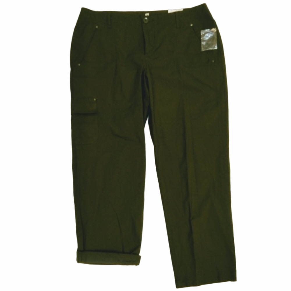 Liz Claiborne Petite 14P Olive Green Cargo Ankle Pants NWT